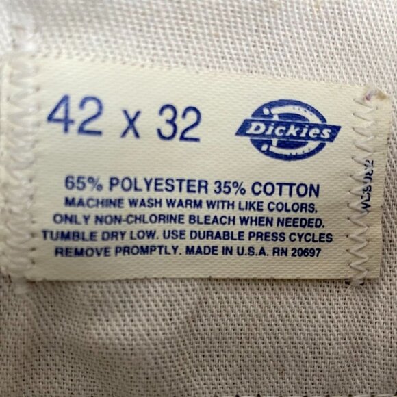 Dickies Men's Work Pants 41x29 Measured Flat Front Beige Durable Blend - Picture 3 of 12